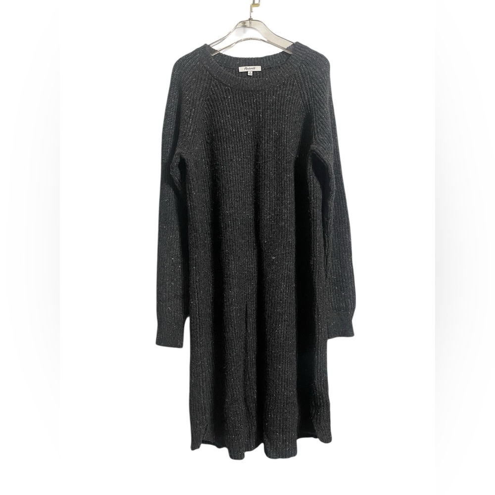 Madewell Gray Curved-Hem Sweater Dress